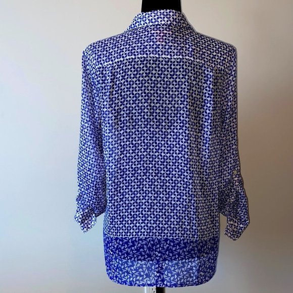 Joe Fresh Semi Sheer blue & White Shirt Medium - Picture 4 of 5